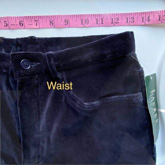 Vintage Ralph Lauren Petite Navy Velour 5 Pocket Straight Leg Jeans USA 8P NOS - Picture 11 of 12